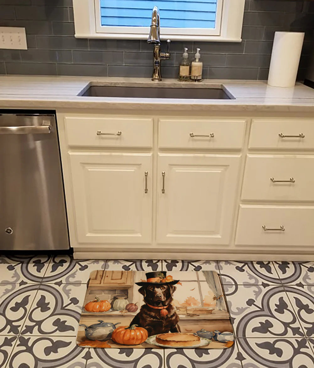 Chocolate Lab Fall Kitchen Pumpkins Memory Foam Kitchen Mat